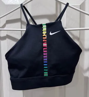 Nike Women's Dri-FIT Indy Rainbow Ladder Sports Bra‎ Black XS NWOT thumbnail 1