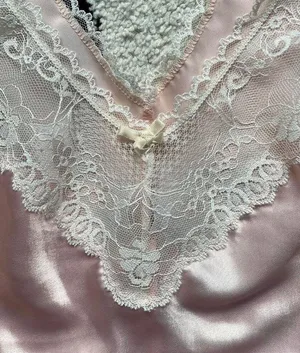 Vintage 80s Pink Satin and Lace Tank thumbnail 4