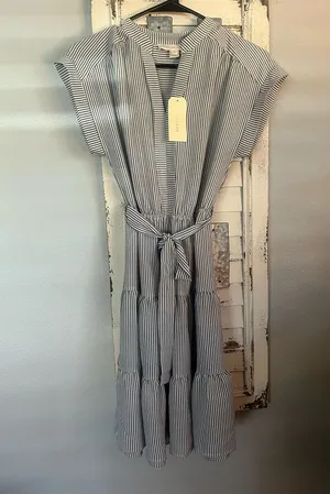 Monteau Short Sleeve Striped Tie Dress M NWT thumbnail 1
