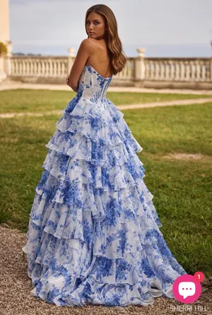 57250 sherri hill peekaboo corset ruffle prom dress size 2 thumbnail 1