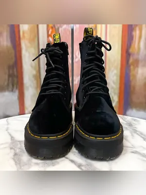 Dr. Martens Jadon Velvet Platform Boots Black Size 7 EUC thumbnail 3