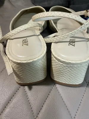 Zara Cream Textured Square-Toe Ankle Strap Mules thumbnail 9