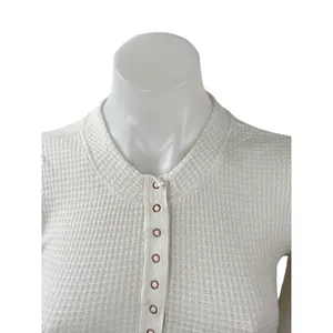 Free People Intimately Women's White Waffle Knit Long Sleeve Henley T Shrt Top S thumbnail 2