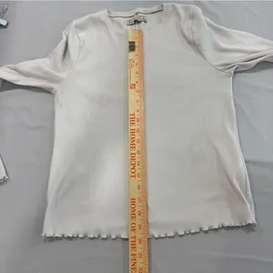 Abercrombie & Fitch Womens Long Sleeve Ribbed Lettuce Edge Top Cream‎ Large thumbnail 8
