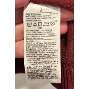 Old‎ Navy Womens Corduroy Puffer Jacket Burgundy Maroon Fleece Lined Large thumbnail 8