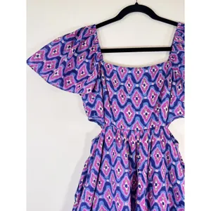 Banjanan Dress Purple Bonnie Maxi Floral Layered Cutout Fit Flare Boho Small thumbnail 8