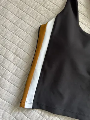 Sage black stripe workout racer back crop tank top M thumbnail 3