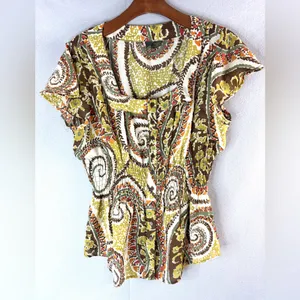 Sere Nade XL Workwear Paisley Women's Button Down Front Blouse Top thumbnail 8