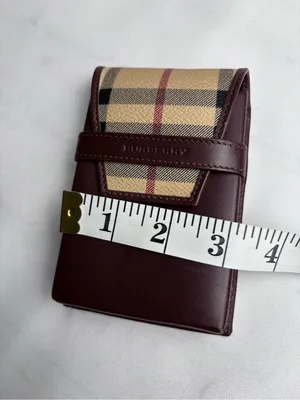 Authentic Burberry London Nova Check Burgundy Leather Case Made in Italy vintage thumbnail 10