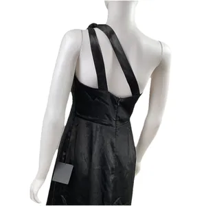 Lulus Black Satin One-Shoulder Open‎ Back Formal Maxi Dress Size Small thumbnail 7
