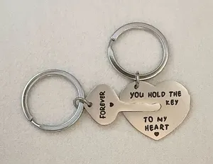 Key Love Heart Keychain Charm for Men Women Car Keychain Key Ring Bag Charm thumbnail 1