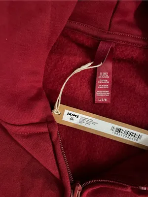Skims Cotton Fleece Classic Zip Up Brick Red Hoodie Size L NWT thumbnail 5