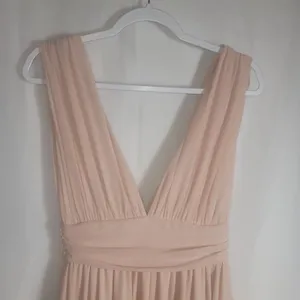 Lulus Heavenly Hues Blush Pink Chiffon Maxi Dress Small Pleated Plunging V-neck thumbnail 9