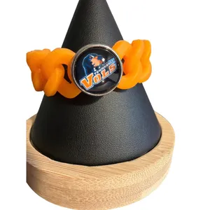 Tennessee Vols Orange Silicone Link Bracelet Logo Charm Glows Under Black Light thumbnail 2