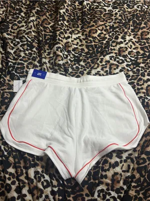 JoyLab White High-Waist Shorts with Red Piping Trim thumbnail 3