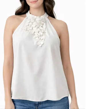 White House Black Market white pedal neck halter top size small thumbnail 1