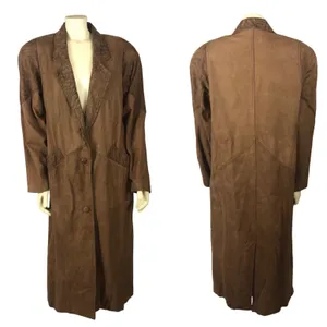 Vintage 80s G-III Global Identity Oversized Slouchy brown leather coat large thumbnail 2