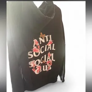Anti Social Social Club (ASSC) Hoodie in black with butterfly and flowers thumbnail 3