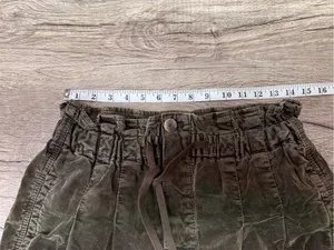Free People‎ Corduroy Paperbag Pants Dark Olive Pleated Size small thumbnail 4