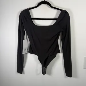 Lululemon Wundermost Nulu Square Neck Long Sleeve Bodysuit Black Womens Small‎ thumbnail 6