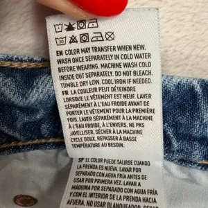 American Eagle 16 Jeans Super High Rise Baggy Wide Leg Raw Hem Blue Denim Grunge thumbnail 11