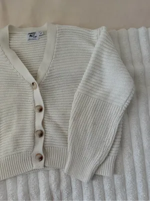 Princess Polly Cream Button-Front Ribbed Knit Cardigan thumbnail 2