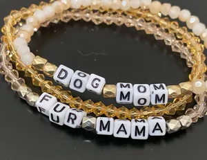 Handmade Dog Mom Fur Mama Beaded Stretchy Bracelet One Size thumbnail 3