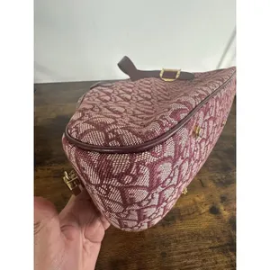 Christian Dior Double Saddle Trotter Satchel Bag Bordeaux Monogram Italy Lock thumbnail 11