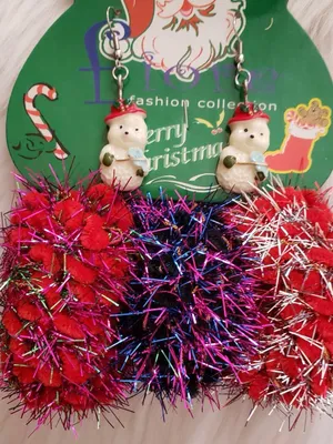 Vintage Christmas snow men earrings Red thumbnail 2