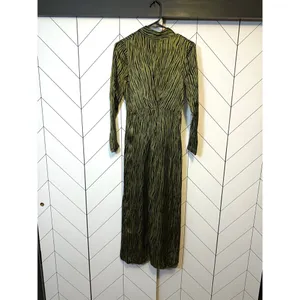 Petersyn Womens XS Zuma Maxi Dress Green Black Satin Print Mock Neck Long Sleeve thumbnail 3