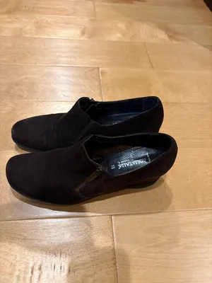 Aquatalia suede brown wedge shoes zipper sz 10 thumbnail 4