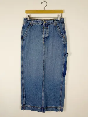 Free People We The Free Francisco Denim Maxi Skirt Head Over Heels thumbnail 4