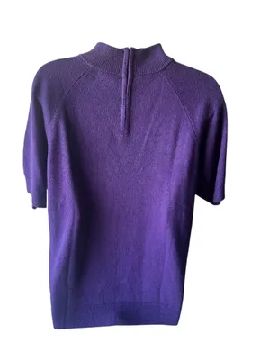 Drapers & Damon Purple Knit Sweater Mock Neck Short Sleeve Raglan Size XL thumbnail 2