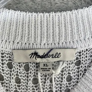 Madewell Sweater Womens XL‎ White Relaxed Open Stitch Sweater Tee Cropped NV254 thumbnail 7