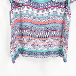 ELLA MOSS Blue Coral Cold Shoulder Boho Medallion Blouse thumbnail 9