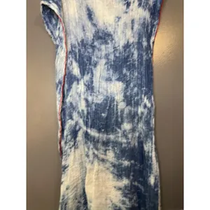 Rose & Rose Shawl Womens 2 Blue Crinkle Open Front Beaded Boho Kimono Duster thumbnail 6