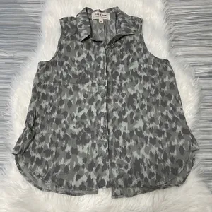 Anthropologie Cloth & Stone Gray Leopard Sleeveless Top thumbnail 5
