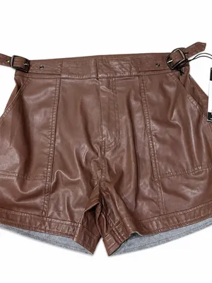 NWT Sofia by Sofia Vergara Brown Faux Leather High Rise Shorts Size 6 thumbnail 2