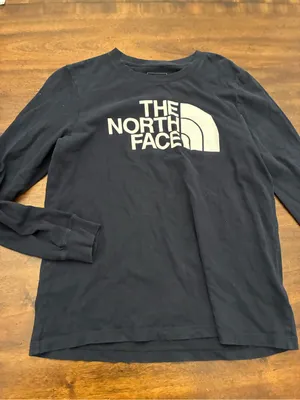 The North Face T-Shirt Long Sleeve Women’s Medium Navy Blue Logo thumbnail 1