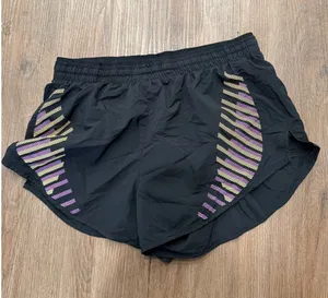 Nike Womens Dri-FIT Running Shorts Black Purple‎ Yellow Graphic Size S thumbnail 1