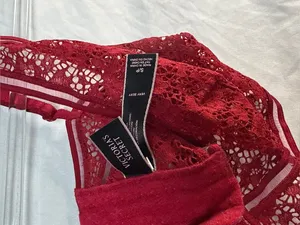 Victoria's Secret Red Triangle Wire-Free Lace Bra Bralette Lingerie thumbnail 4