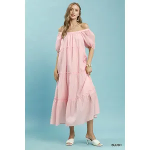 Umgee Textured‎ Tiered Midi Dress - Small thumbnail 3