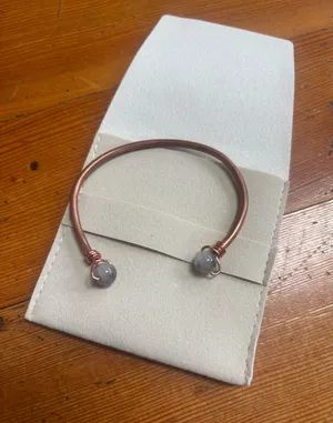 Anthropologie New Copper Cuff Bracelet with lavender beads thumbnail 1