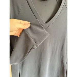 Athleta Black V-Neck Knee Length Shift Shirt Dress Womens S Modest Minimalist thumbnail 3