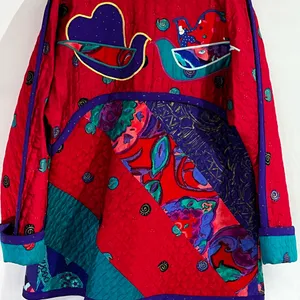 Quilted jacket w/doves multi colored. Red Size XL thumbnail 10