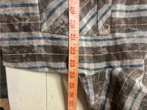 BKE Oversized Plaid Long Sleeve Shirt Medium Brown Blue Frayed Raw Edge Grunge thumbnail 4