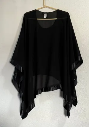 MSK Top Womens one size Black Sheer Poncho Overlay Evening Party Dressy thumbnail 1