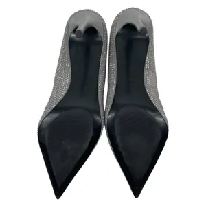 Mango Rhinestone Embellished Pointed Toe Satin Heel Pump Gray Size 39/ 8.5 thumbnail 9