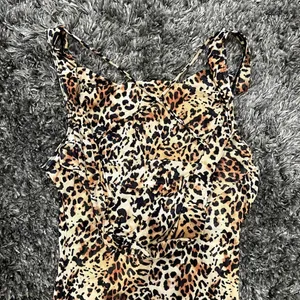 Mesh Leopard Maxi Dress Cowl Neck in Brown, Size M​​​​​​​ thumbnail 2