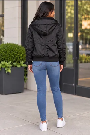 American Eagle Outfitters Black Bomber Jacket thumbnail 3